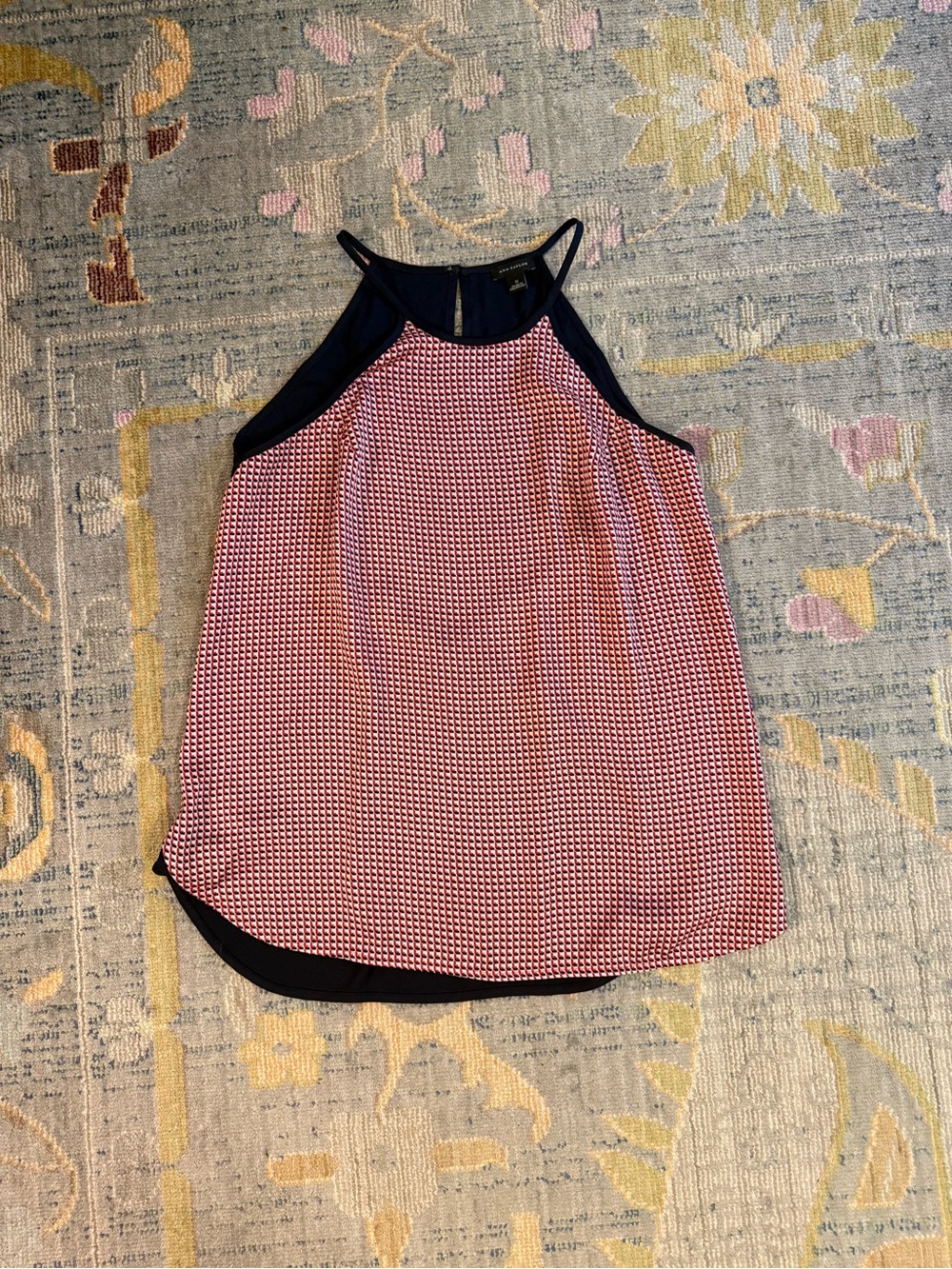 Ann Taylor Red White and Blue Patterned Halter‎ Shell Top